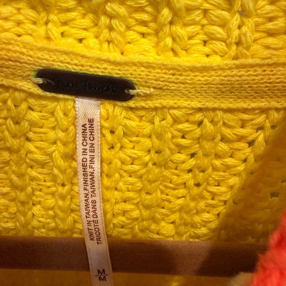 Free People Sunbrite Yellow Turtleneck Sweater with Orange trim - Picture 4 of 5